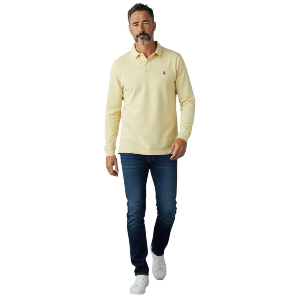 POLO RALPH LAUREN Pique Long Sleeve Polo Shirt in Butter Yellow Size XXL—SPRING! - Picture 9 of 9